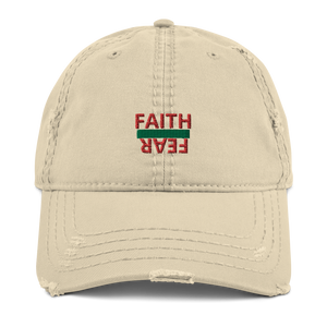 BALL + GRIND "FAITH OVER FEAR" (Green/Red) Stitched Distressed Dad Hat