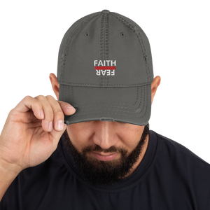 BALL + GRIND "FAITH OVER FEAR "White Letter" Distressed Dad Hat