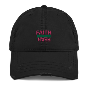 BALL + GRIND "FAITH OVER FEAR" (Pink/Green Letter) Distressed Dad Hat