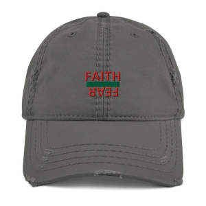BALL + GRIND "FAITH OVER FEAR" (Green/Red) Stitched Distressed Dad Hat