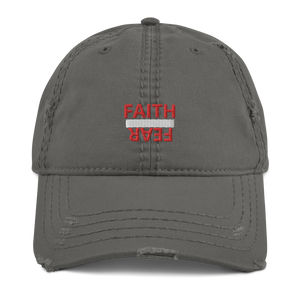BALL + GRIND "FAITH OVER FEAR" (Red Letter) Distressed Dad Hat