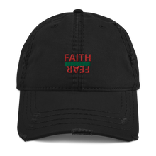 Load image into Gallery viewer, BALL + GRIND &quot;FAITH OVER FEAR&quot; (Green/Red) Stitched Distressed Dad Hat