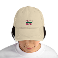 Load image into Gallery viewer, BALL + GRIND &quot;FAITH OVER FEAR&quot; (Pink/Green Letter) Distressed Dad Hat
