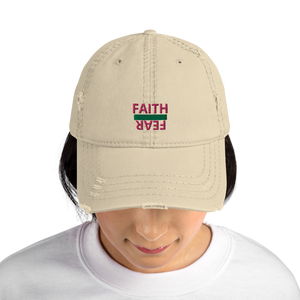 BALL + GRIND "FAITH OVER FEAR" (Pink/Green Letter) Distressed Dad Hat