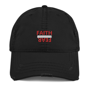 BALL + GRIND "FAITH OVER FEAR" (Red Letter) Distressed Dad Hat