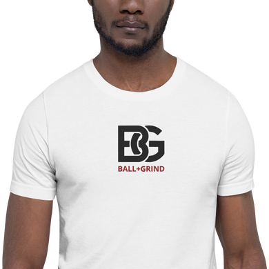 BALL+GRIND - BG Stitched White/Blk/Red Short-Sleeve Unisex T-Shirt